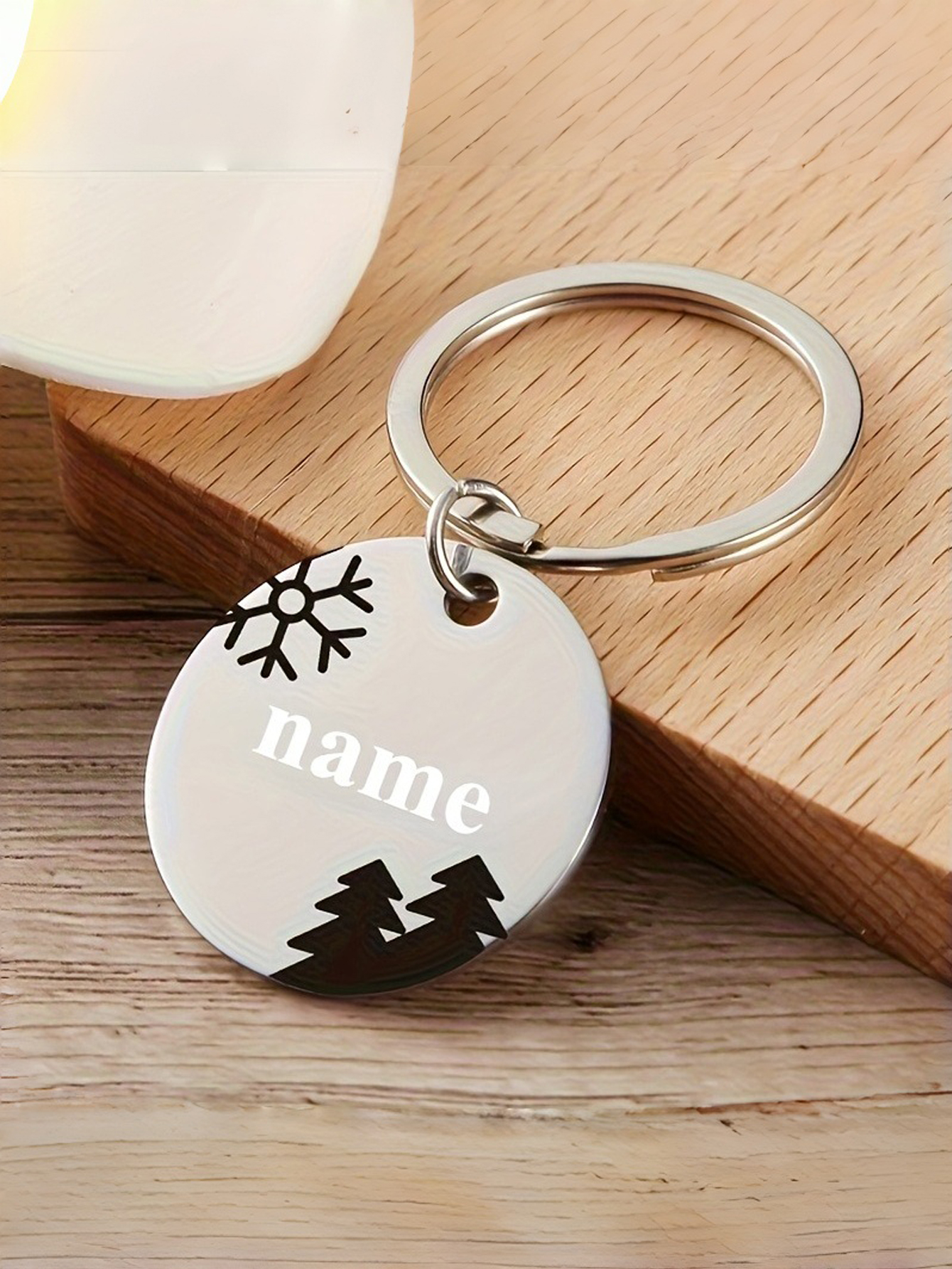 Custom Stainless Steel Christmas Keychain